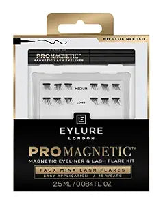 Eylure PROMAGNETIC Magnetic Eyeliner and False Lashes Kit, Faux Mink Flares, Medium and Long, No Glue Needed