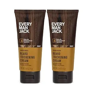 Every Man Jack Beard Thickening Cream for Men, Sandalwood Teak, 2pk