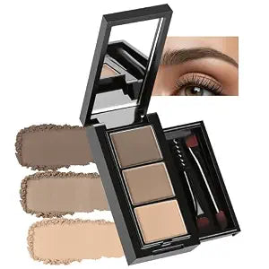 Eyebrow Powder Light Medium Brown Kit for Women With Mirror&Brow Brushï¿½ï¿½ï¿½Long-Lasting 3 Colors Matte Eye Brow Powder Makeup Paletteï¿½ï¿½ï¿½Fill & Sculpt for Full, Defined Natural Browsï¿½ï¿½ï¿½Tra