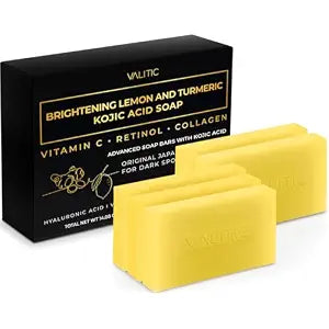 VALITIC Brightening Lemon Turmeric Kojic Acid Soap for Dark Spots, 5 Pack