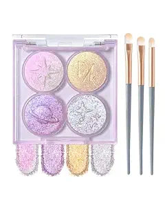 Holographic Multichrome Glitter Eyeshadow&Highlighter Palette For Women