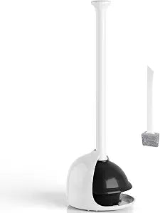 FORASTO Toilet Plunger with Holder, Heavy Duty Covered Storage for Bathroom