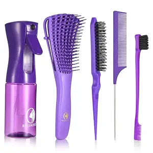 BRUSHZOO Hair Brush Set for Women All Hair Detangling Styling, Purple