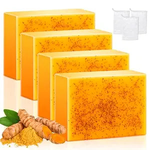 Treeroot 4 Pack 100g Turmeric Kojic Acid Soap Bar for Face and Body