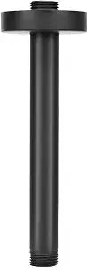 NearMoon Ceiling Mounted Shower Arm With Flange and Teflon Tape, Universal Connection 1/2 NPT Straight Round Shower Arm for Fixed Rain Shower Head, Thicken Stainless Steel (6 Inch, Matte Black)