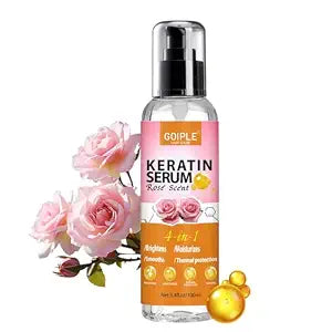 Keratin Protein Hair Serum Keratin Styling & Moisturizing Oil - Anti Frizz Control Nourishes & Repair Keratin Serum Oil for Dry Damaged Hair Heat Protectant Serum for Shine Prevent Hair Burns (Rose)