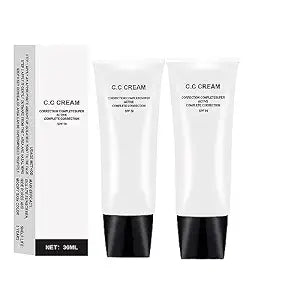 2pcs Skin Tone Adjusting CC Cream SPF 50, New Cosmetics CC Cream, Pre-makeup Primer Moisturizing Skin Concealer Brightening Skin Tone(Natural Color)