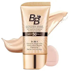 BB Cream Tinted Moisturizer With SPF 50, 9 in 1 BB Cream Sunscreen Protection Concealer, Foundation Full Coverage Tinted Moissturizer for All Skin, Oil-Free, Light (#01 Natural color, with 1 puff)