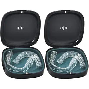 2 Pack Retainer Case Aligner Case Vent Holes Removable Silicone Black Green