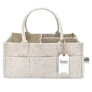 Parker Baby Co. Felt Diaper Caddy Organizer - Large, White
