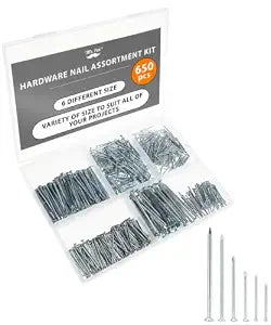 Mr. Pen- Nail Assortment Kit, 650 pcs, 6 Sizes, Picture Hanging Nails