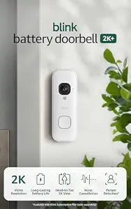 Blink Battery Doorbell 2K+ (newest model)  Wireless video doorbell, 2K resolution, enhanced audio. Required Sync Module not included  Add-On (White)