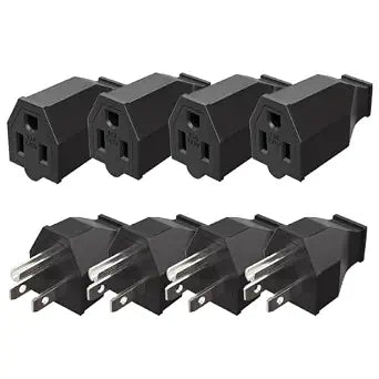 4 Set Extension Cord Repair Ends Male and Female 3 Prong Plug Replacement End 125V 15A Straight Blade Electrical Connector YY034-4Set