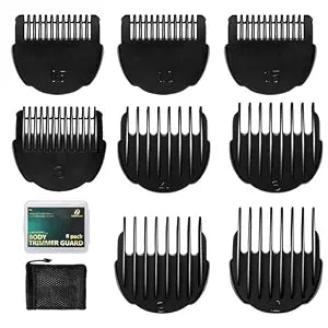 Hair Clipper Guards Guides 8pcs 0.02inch to 0.5Inch(0.5mm-12mm) Fits For Manspot Body Trimmer,Meridian Ball Trimmer Clipper Guard,8 Pack Black