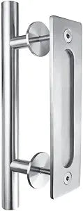 CCJH 10" Stainless Steel Sliding Barn Door Handles and Pulls Flush Hardware Set,Double Side,Anti-Rust Anti-Corrosion,Easy Install