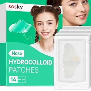 Sosky Nose Pimple Patches, Large Hydrocolloid Nose Pore Strips for Blackheads, Overnight Blackhead Remover Pore Strips, Flexible & Painless Pimple Stickers to Absorb Acne Gunk, 14 Count