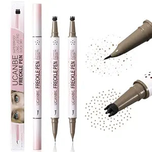 UCANBE 2PCS Dual-Ended Freckle Pen & Freckle Stamp - Precise 15ï¿½ï¿½ï¿½ï¿½ï¿½ï¿½ Curved Tip Makeup Waterproof & Smudge Proof, Long Lasting Faux Freckles Pencils (02