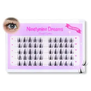 Ninetynine Dreams 50PCs Fairy Lashes Wet DIY Spiky Natural Lash Clusters 10-13mm C+ Curl Beginner Friendly Lightweight & Reusable Individual Waterproof Cute Eyelashes Thin Comfortable Band