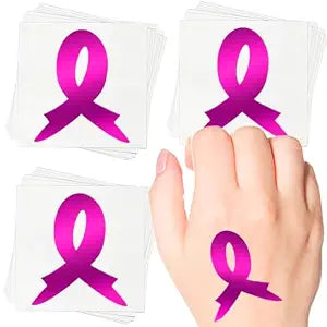 96pcs Breast Cancer Awareness Pink Ribbon Tattoo Stickers Breast Cancer Party Supplies Favors Decals