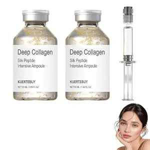 Deep Collagen Peptide Intensive Ampoule, Korean Anti-Aging Facial Essence for Face Tightening, Lifting, Smoothing, Hydrating, 50ml, 2 Pack