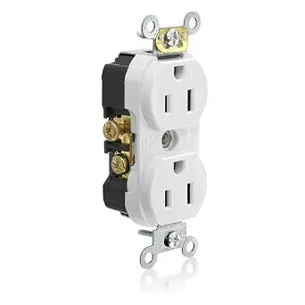 Leviton Resistant Duplex Receptacle, 15-Amp, 125-Volt, Side Wired, Commercial Spec Grade, No Clamps, Tamper, White