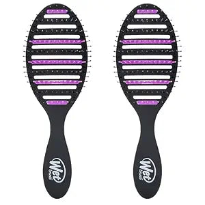 Wet Brush Refresh and Extend Speed Dry Black Detangling Hair Brush -Vented Design Ultra Soft HeatFlex Bristles Are Blow Dry Safe -Removes Dirt Excess Oils & Impurities-Charcoal Bristles (Pack of 2)