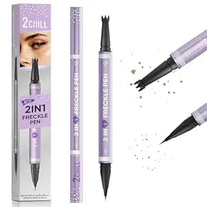 2CHILL Dual Ended Freckle Stamp, 2-IN-1 Microblading Fake Freckles and Eyebrow Pen, Waterproof Natural Lifelike freckle pen, Faux Makeup Last All Day