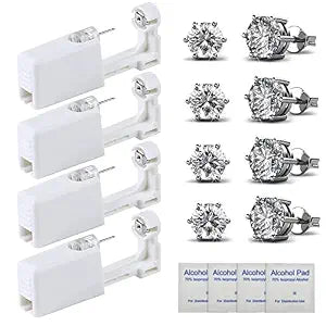 HYJLPAF Ear Piercing Kit, 4 Pack Self Piercing Gun with 5mm Earring Studs