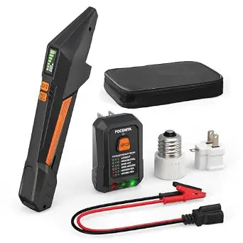 Circuit Breaker Finder and GFCI Outlet Tester - Digital Receiver with Color Screen & NCV Detection for Home Electrical Safety Including Carrying Case and Adapters 90-135V AC Circuits - FTCT02