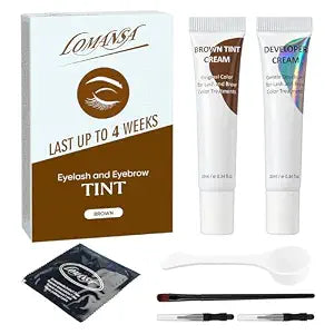 Brow Color Brown Kit, Eyebrow Brown Color Set with Developer Cream and Tools, Natural-Looking, Lasts Up to 4 Weeks