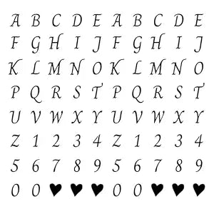 Letter & Number Script Semi Permanent Temporary Tattoos, 2 Sheets