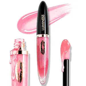 LUMINESS Hot Kiss Intense Lip Plumper Gloss | Maximum Plumping Lip Gloss for Fuller-Looking Lips | Hydrating, High-Shine Lip Plumper with Buildable Lip Stain Color & Vitamin E | Vegan & Cruelty-Free