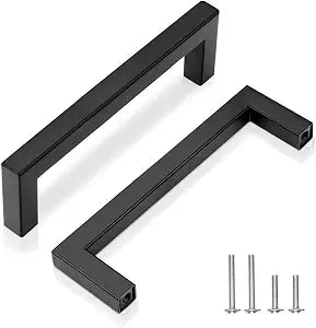 5 Inch (128mm) Hole Centers Matte Black Cabinet Handles 10 Pack - Kitchen & Bathroom Cabinet Drawer Pulls, Durable Stainless Steel Cabinet Hardware