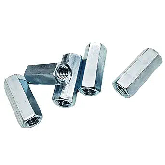 5pcs M16-2 x 49mm Long Rod Nut Hex Coupling Nuts, Zinc Plated Bolt Extender Female Thread Straight Fitting, Hex Rod Threaded Bar Nut