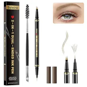 Eyebrow Pen, Soleira Waterproof Eyebrow Pencil with 4 Tip Microblading Eyebrow Pen and Dual-ended Eyebrows Brush, for Natural-Looking Brows, Long-Lasting, Blonde