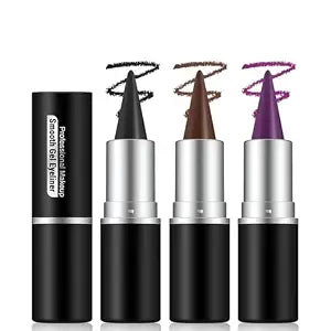 Noerrors 3pcs Black Brown Plum Matte Gel Eyeliner Pencil Set, Waterproof Smudge Proof Smoky Waterline Eyeliner Crayon for Winged Liner Goth Makeup, Cream delineador de ojos&Eyeshadow for Older Women
