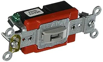 Leviton 20-Amp, 120/277-Volt, Toggle Locking Single-Pole AC Quiet Switch, Extra Heavy Duty Spec Grade, 1221-2GL, Gray