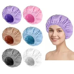 6 PCS Shower Caps for Women, Large Double Layers Bath Cap
