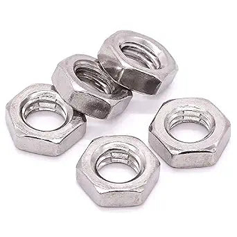 1/4-20 UNC Stainless Steel Thin Hex Nuts Hexagon Jam Nuts, 304 Stainless Steel 18-8, Full Thread, Coarse Thread, 50 PCS
