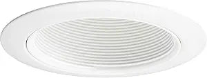Juno 6-Inch Round Tapered Baffle Recessed Lighting Trim, Glare-Reducing Snap-in Trim for Can Lights, Fits IC2, TC2 and TC2R Housings, White Finish