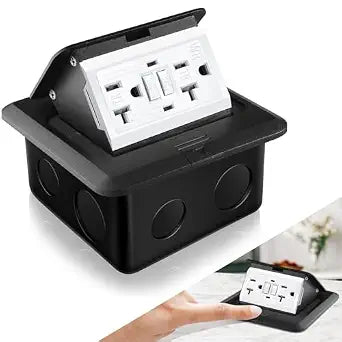 Hoolerry Pop up Floor Outlet Floor Kit, Waterproof Self-Test Gfi, Black