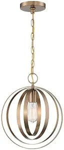 NUVO 60/7056 Pendleton Lighting Fixture, 1Lt Pendant, Burnished Brass