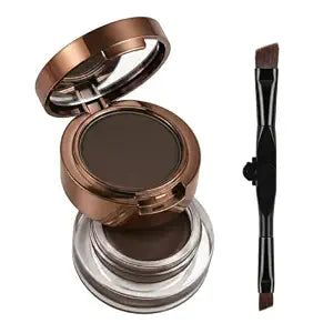 2-in-1 Eyebrow Powder & Gel Eyeliner Kit with Mirror and Dual-Ended Brush, Brow Powder and Cream Eyeliner Duo for Natural Brows, Winged Liner and Travel Touch-Ups(#02 Espresso Brown)