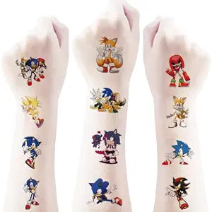 40pcs Sheets Sonic Temporary Tattoos for Kids. Cartoon Birthday Party Favors Gifts for Girl Boys Home Activity Class Prizes Carnival Christmas Rewards
