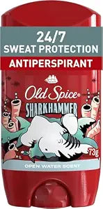 Old Spice Antiperspirant Deodorant for Men, 24/7 Sweat & Odor Protection, Aluminum-Based, Long Lasting Fresh Scent (Open Water/Sharkhammer), 73 g (1 Pack)