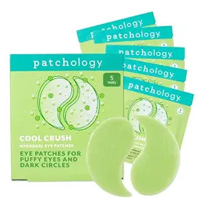 Patchology Serve Chilled Cool Crush Hydrogel Under Eye Patches for Puffiness – Cryo-Inspired Cooling | No-Slip Grip-Tech | Peptides, Caffeine, Cucumber, Arnica | 5 Pairs
