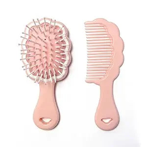 Mini Wet Hair Brush,Small Cute Hair Comb 2 Piece Cloud shaped Hair Brush Combs Set For Women Girls Kids,Travel Shower Detangling Comb Massage HairBrush with Air Cushion for Dry,Wet Hair (Pink)