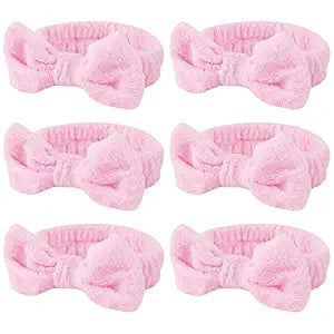 Casoty Pink 6 Pcs Spa Headband, Hair Band for Washing Face, Makeup Headband, Skincare Headbands, Soft Fleece Hairband for Face Washing Yoga