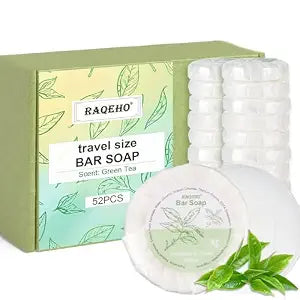 52 Mini Bar Soap Bulk - Travel Soap Individually Wrapped (Green Tea)