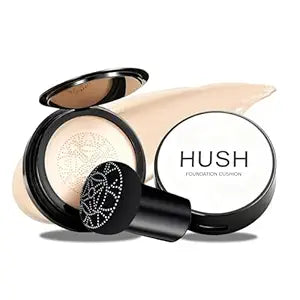 Hush Natural Glow Foundation for Mature Skin, 2026 Mushroom Head Air Cushion CC Cream, Full Coverage Long-Lasting BB Cream for Older Women, Natural Radiant Glow for Light/Medium Warm Tone Skin